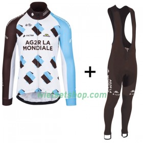 Fietskleding Dames (Fietsshirt Lange Mouw + Lange Koersbroek) 2017 AG2R La Mondiale N001